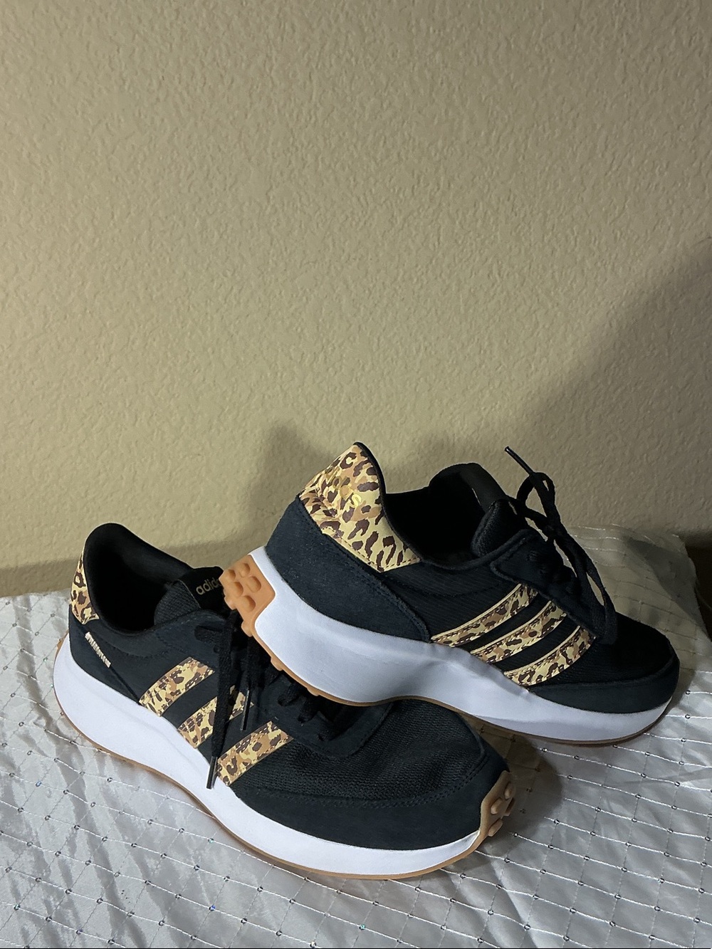 adidas Black Sneakers with Leopard Accents